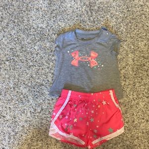 Under Armour T-shirt and shorts for 3-6 month girl